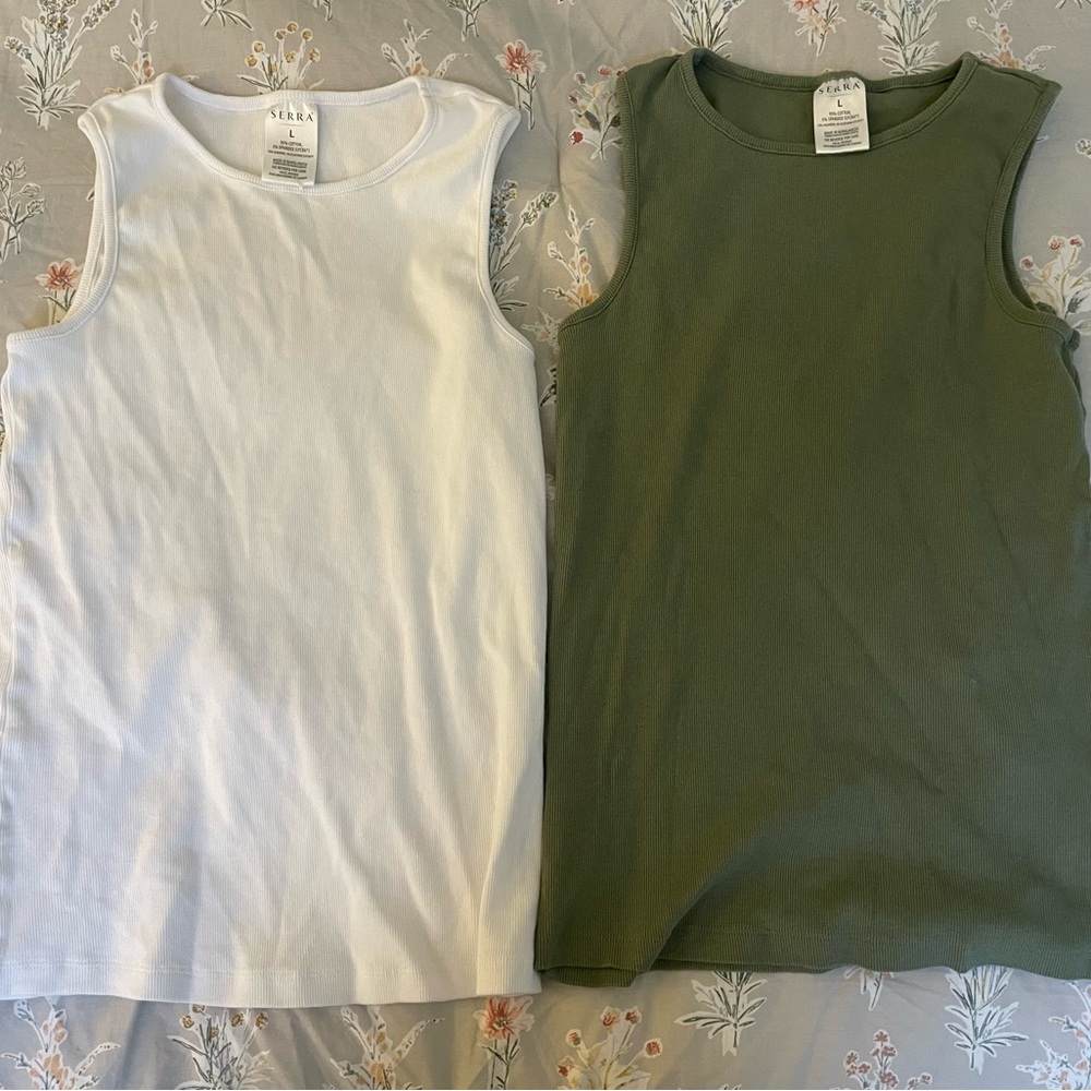 Two high neck cotton tanks